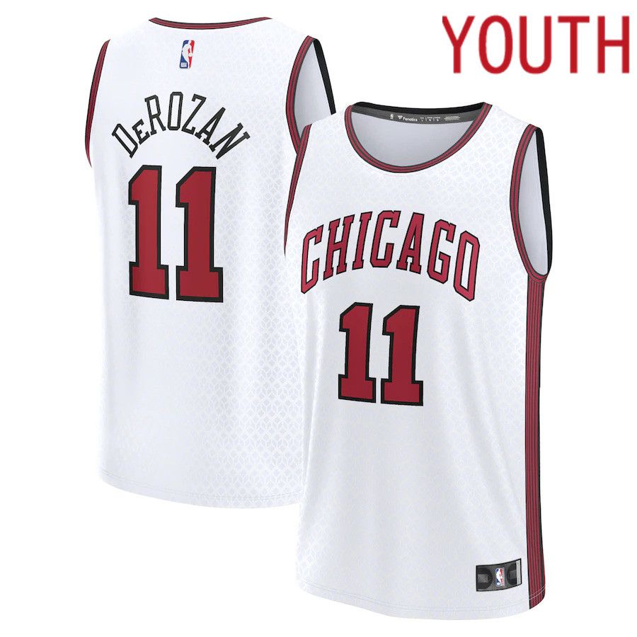 Youth Chicago Bulls #11 DeMar DeRozan Fanatics Branded Silver City Edition 2022-23 Fastbreak NBA Jersey